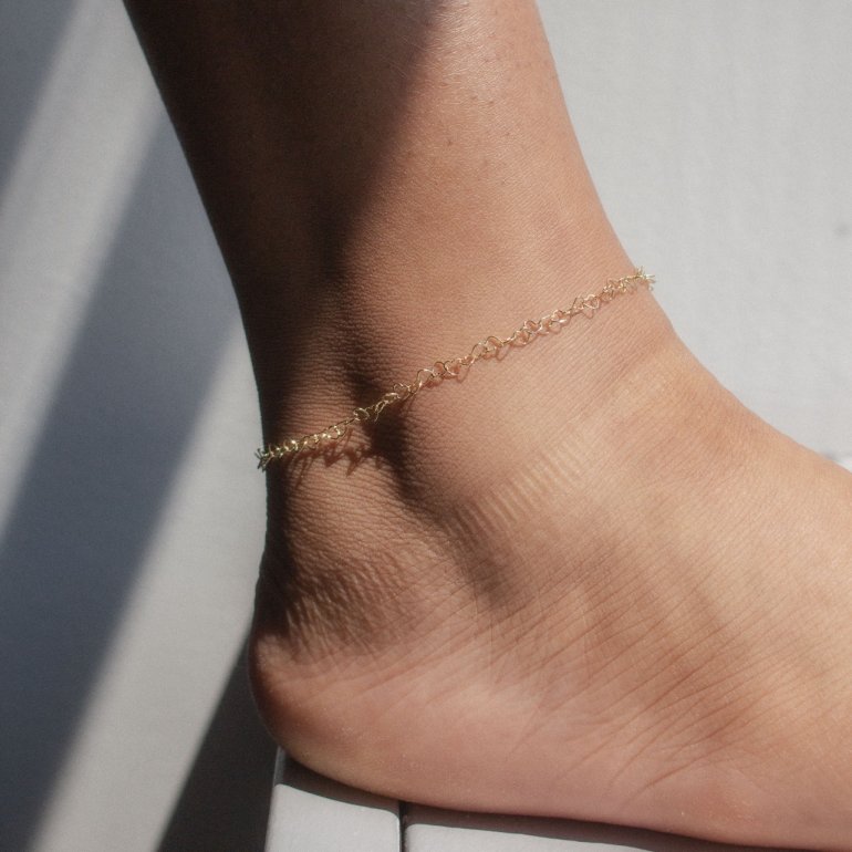 10K Gold Heart Anklet