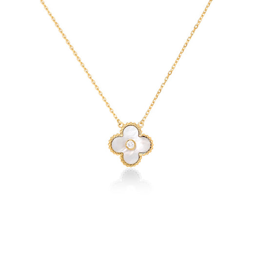 Gold Vermeil Fortuna with Mother of Pearl and CZ Necklace