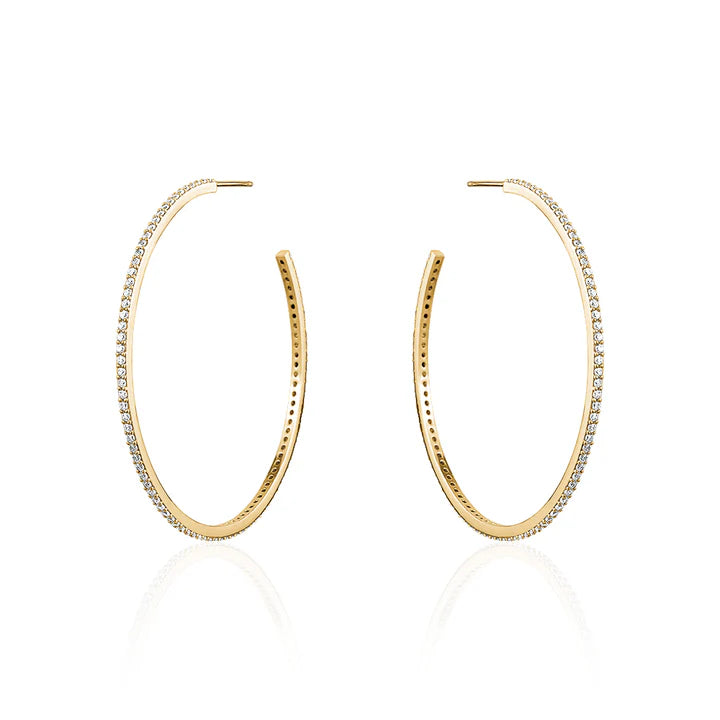 Gold Thin Crystal Hoops