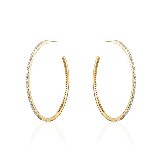 Gold Thin Crystal Hoops