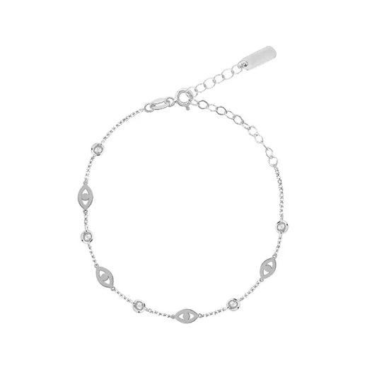 Sterling Silver Evil Eye Light CZ Bracelet