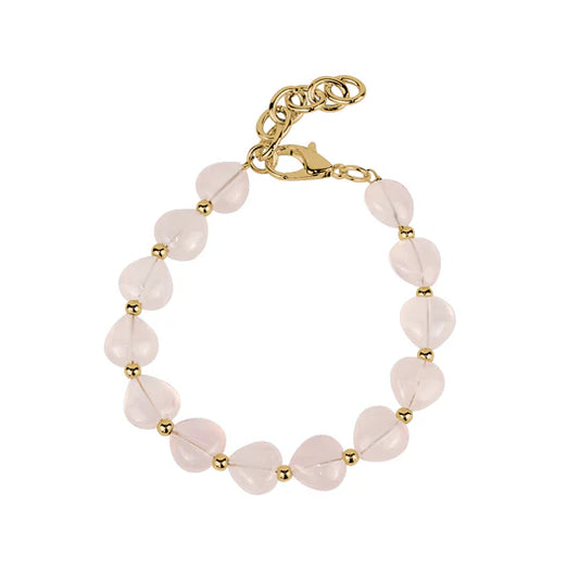 Gold Plated Rose Quartz Heart Bracelet