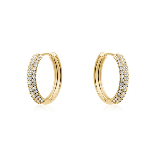 Gold Pave Small Hoops