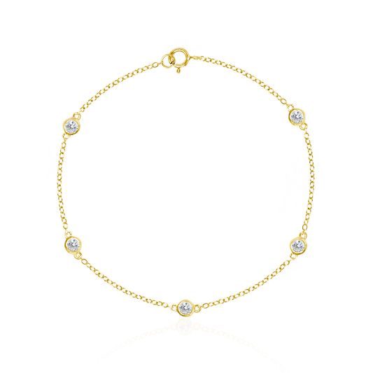 Gold Vermeil CZ By The Yard Anklet