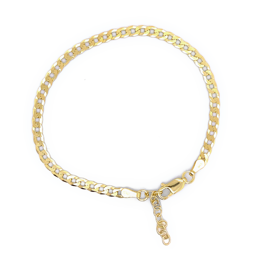 Gold Vermeil Flat Curb Chain Bracelet