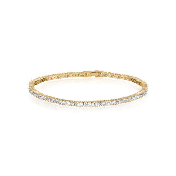 Gold Princess Cut CZ Tennis Bracelet