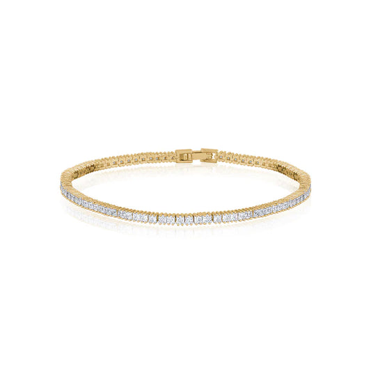 Gold Princess Cut CZ Tennis Bracelet