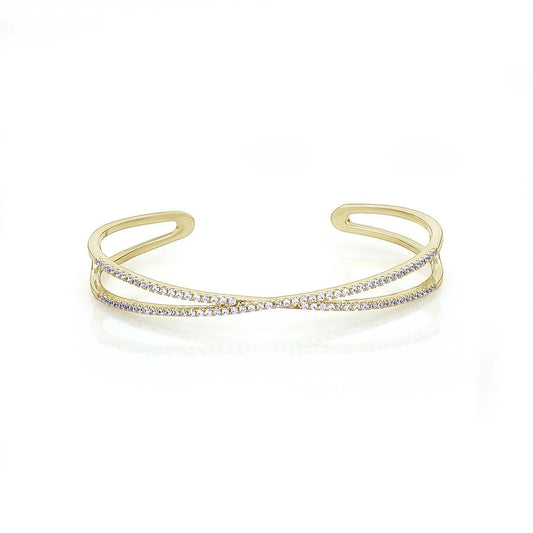 Gold 'X' Pave Cuff