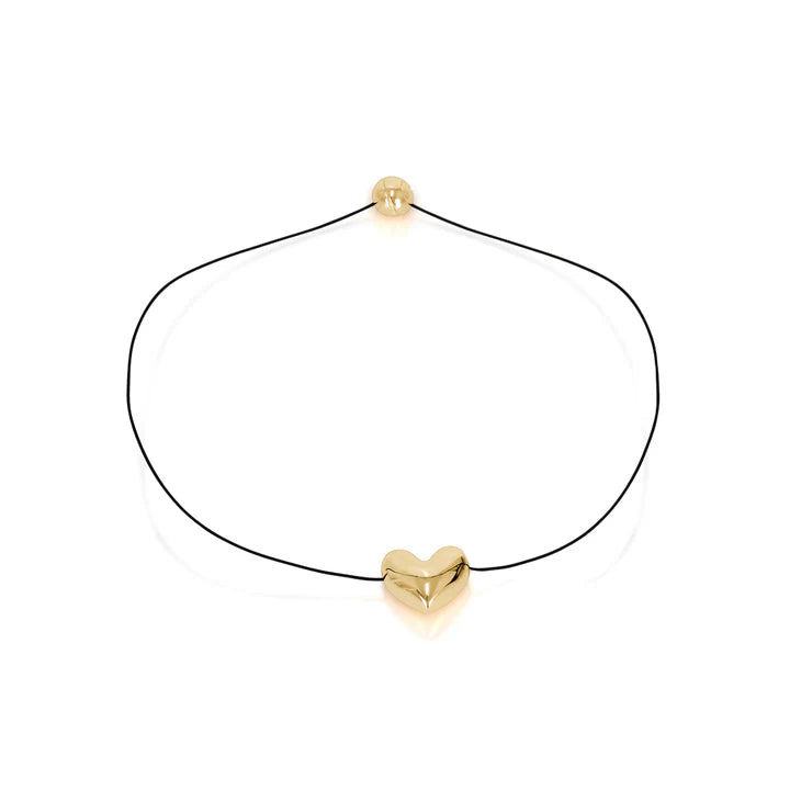 Gold Shiny Heart Rope Necklace