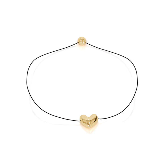 Gold Shiny Heart Rope Necklace