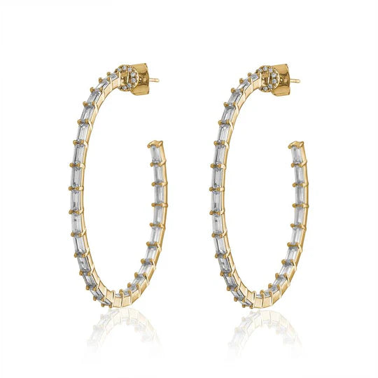 Gold Baguette Hoops