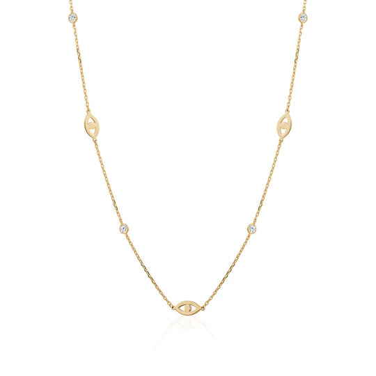 Gold Vermeil Evil Eye Light CZ Necklace