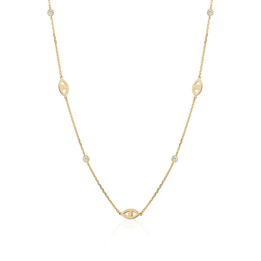 Gold Vermeil Evil Eye Light CZ Necklace