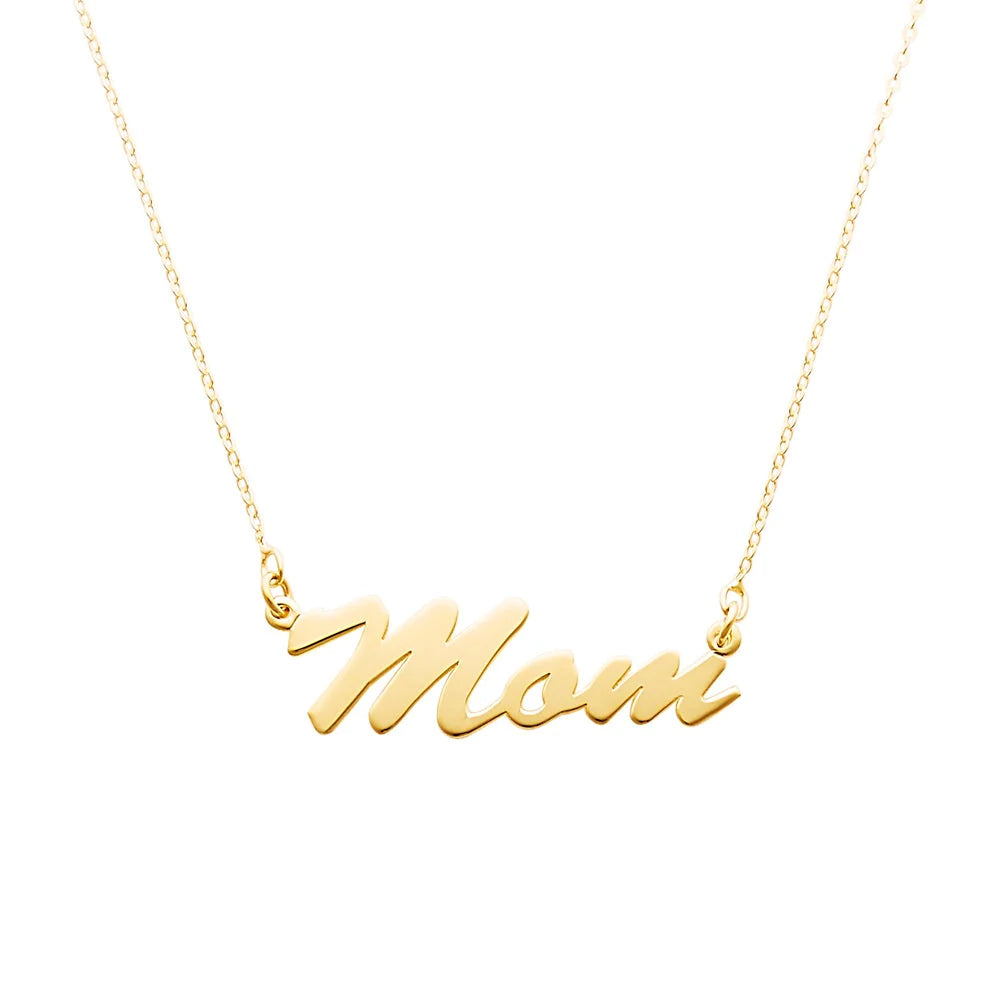 10K 'Mom' Script Necklace