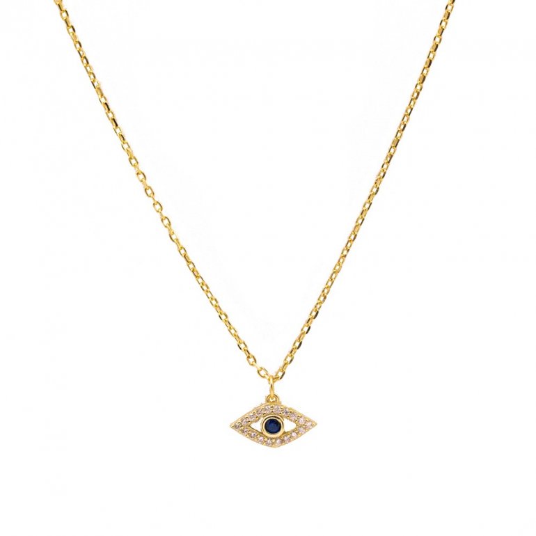 Gold Vermeil CZ Evil Eye Necklace