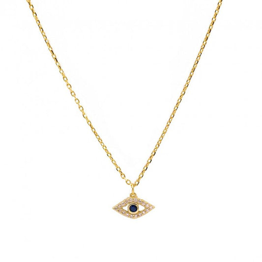 Gold Vermeil CZ Evil Eye Necklace