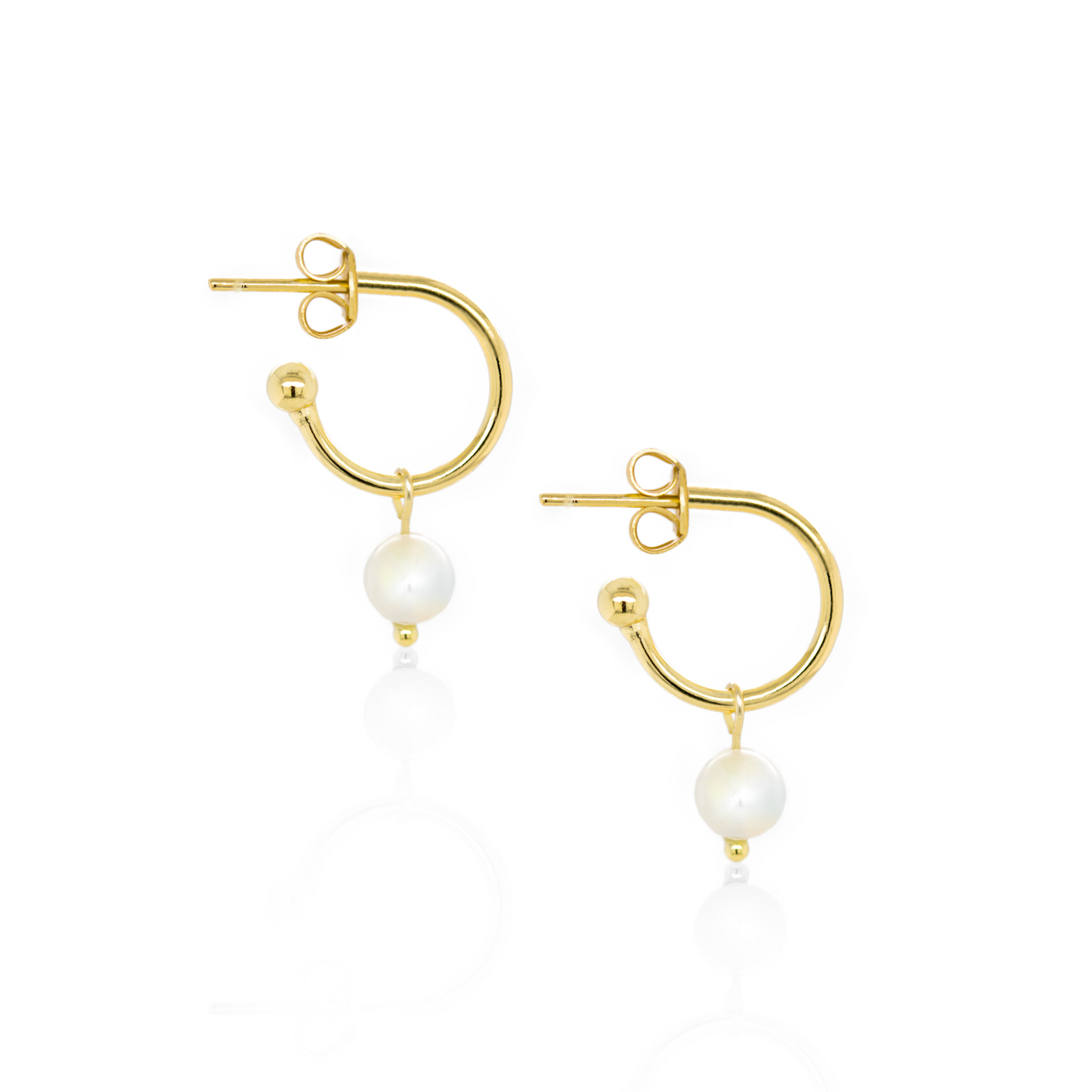 Gold Vermeil Dangle Pearl Hoops