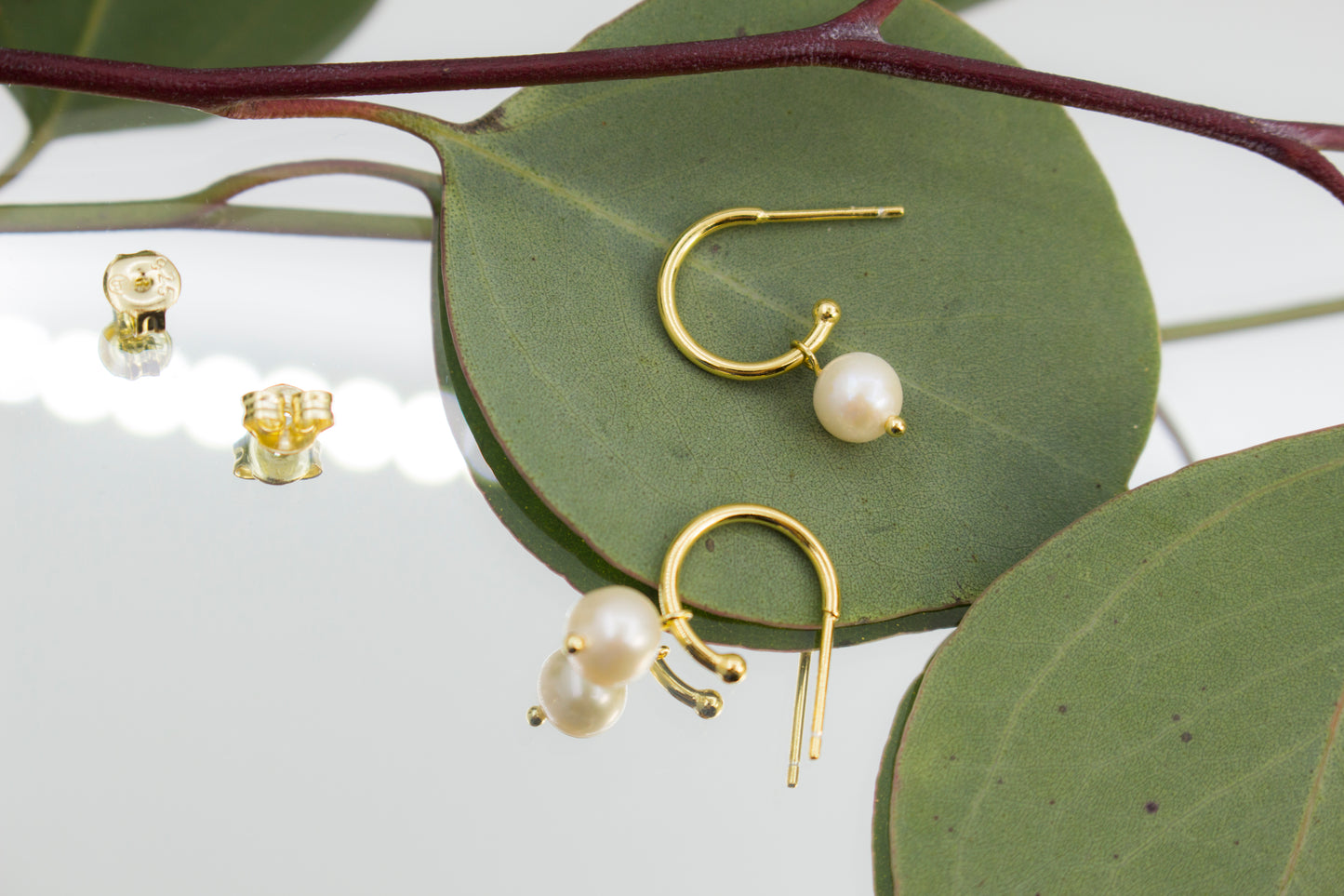 Gold Vermeil Dangle Pearl Hoops