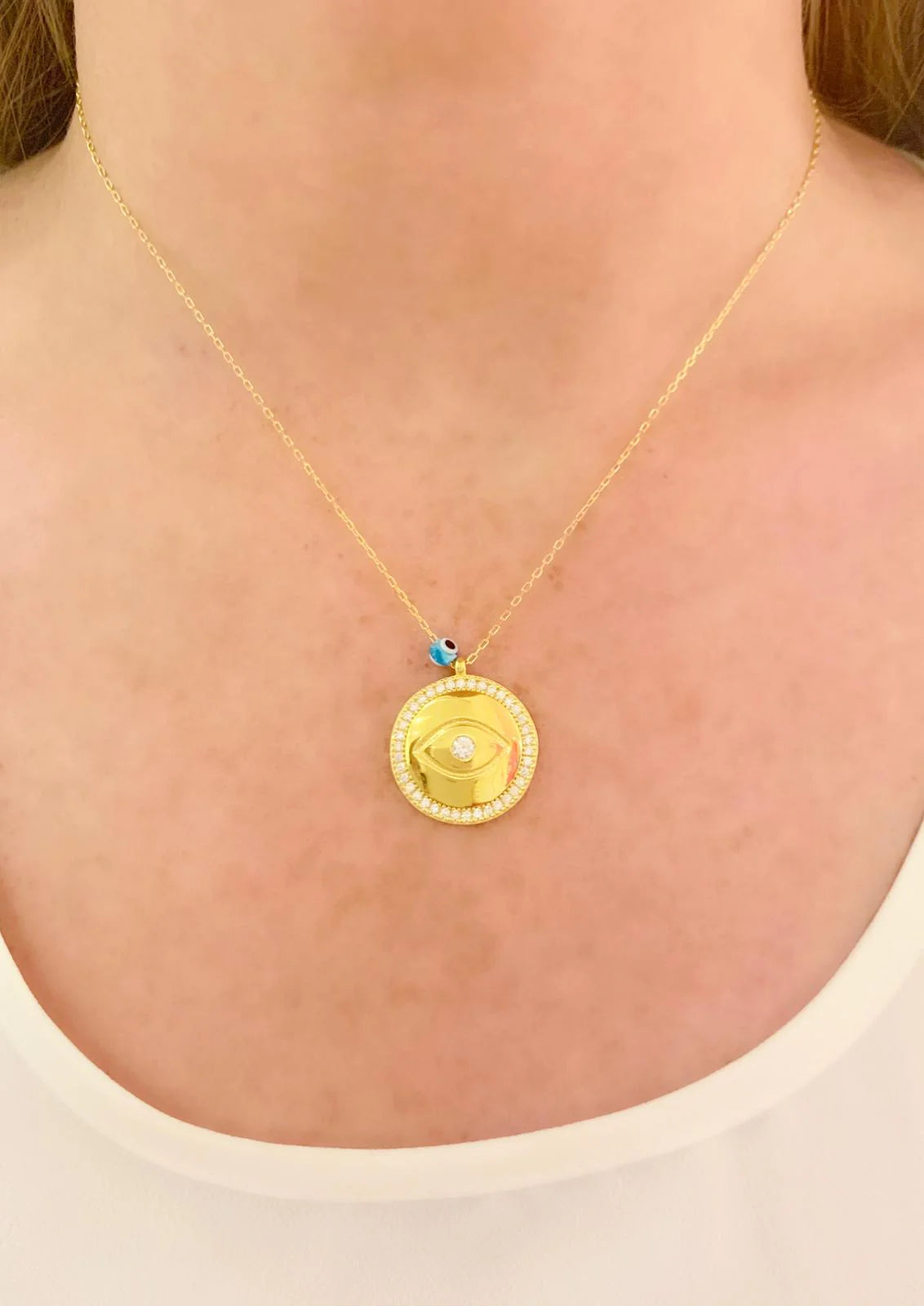 Gold Vermeil Eye Disc Necklace