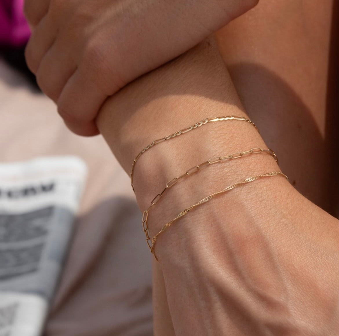 Gold Vermeil 3MM Paperclip Chain Bracelet