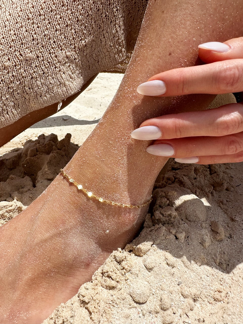 Gold Vermeil Twisted Buckle Chain Anklet