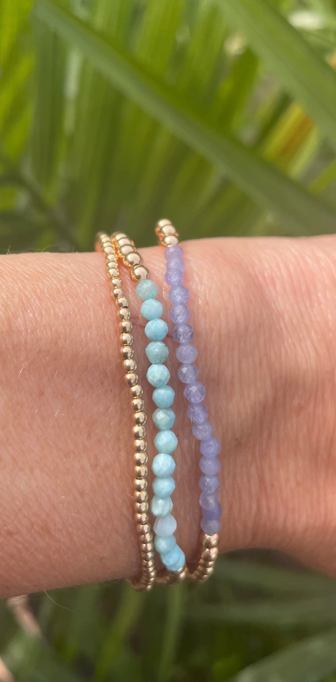 Gold Filled Ball Bead Bracelet with Larimar