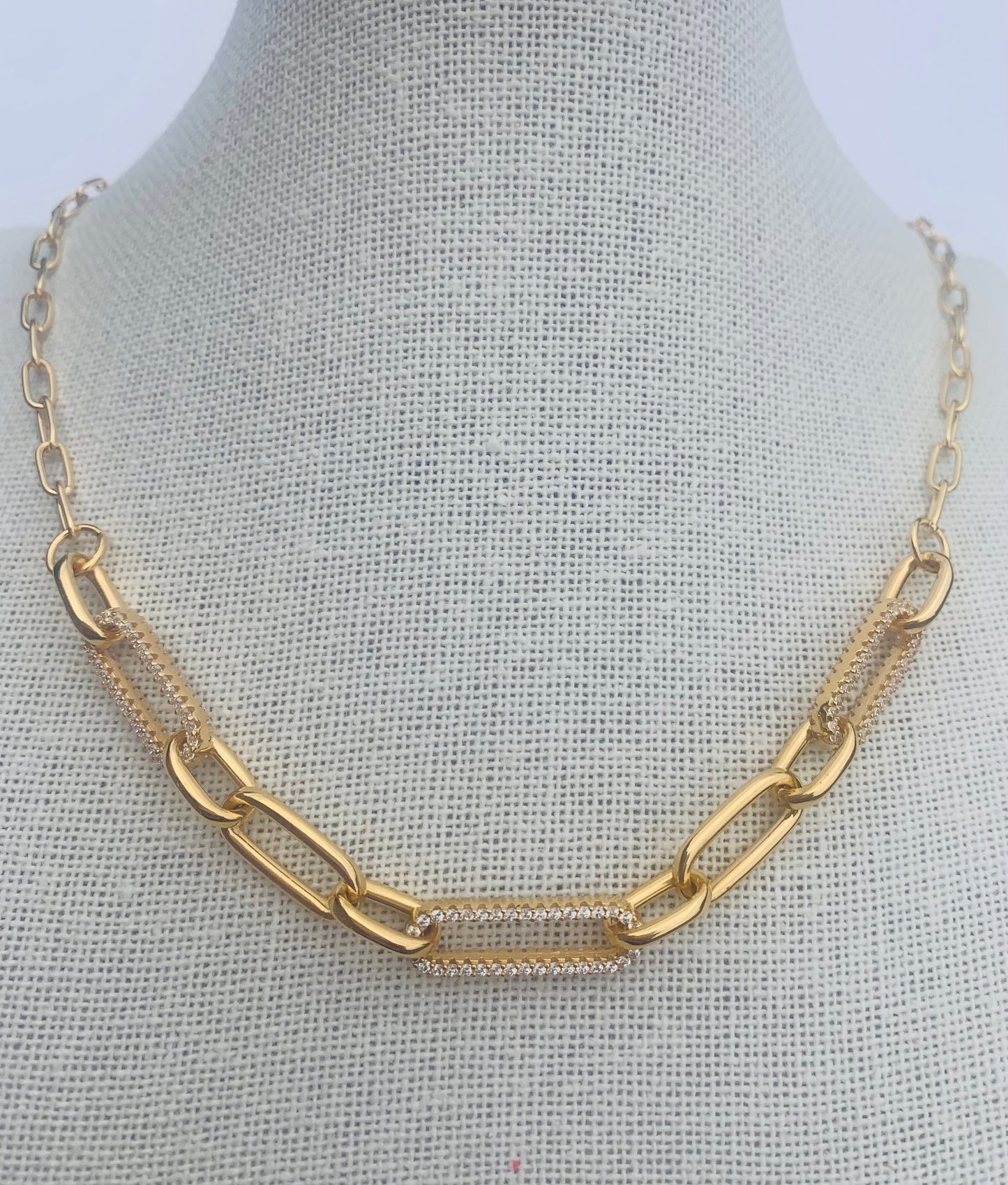 PREORDER** Gold Vermeil 'Chiara' CZ Paperclip Chain