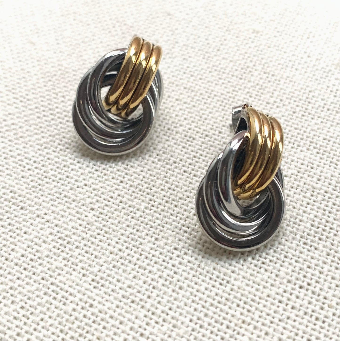 Gold Two Tone Cylinder Hoops