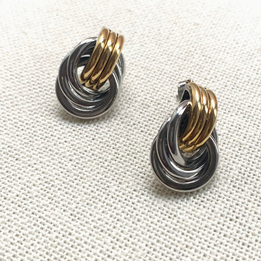 Gold Two Tone Cylinder Hoops