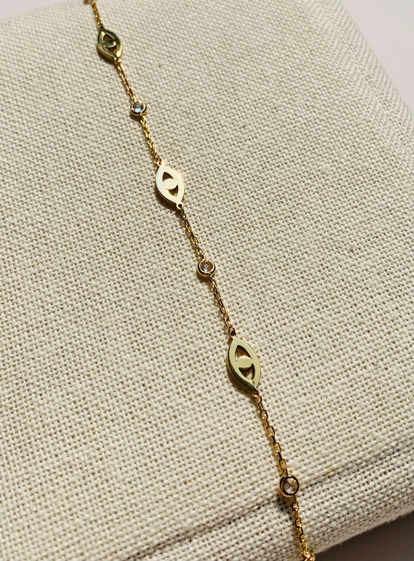 Gold Vermeil Evil Eye Light CZ Bracelet