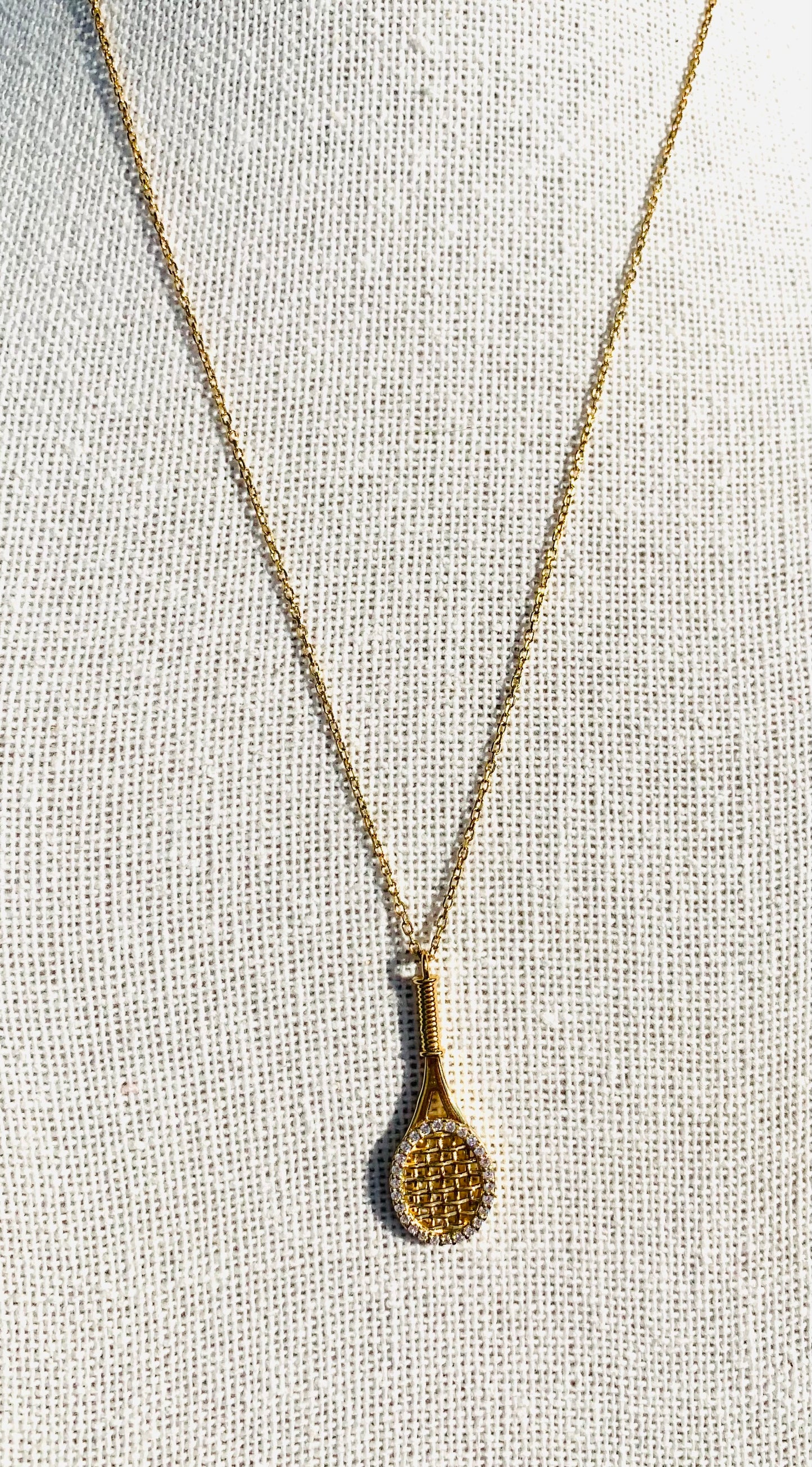 Gold Vermeil Tennis Charm Necklace