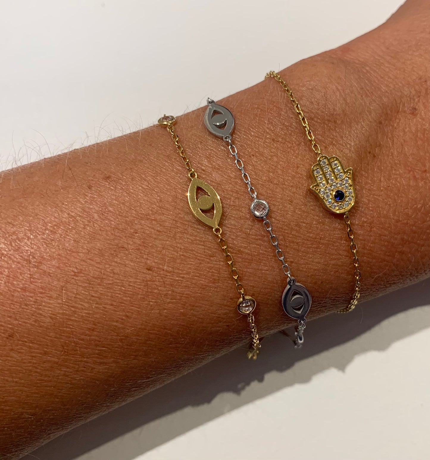 Gold Vermeil Evil Eye Light CZ Bracelet