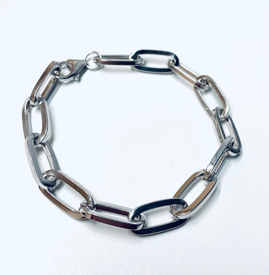 Sterling Silver Long Link Thick Bracelet