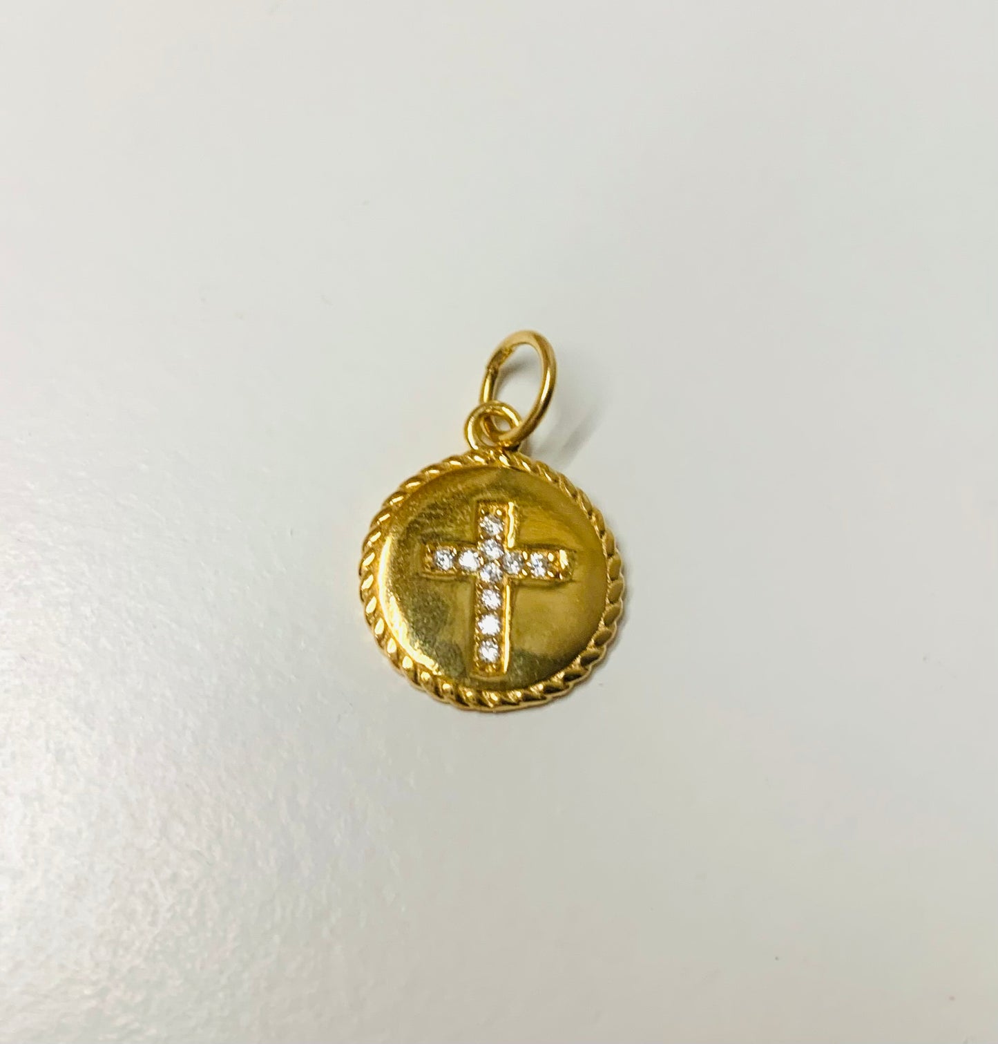 Gold Vermeil Mini Cross Token Charm