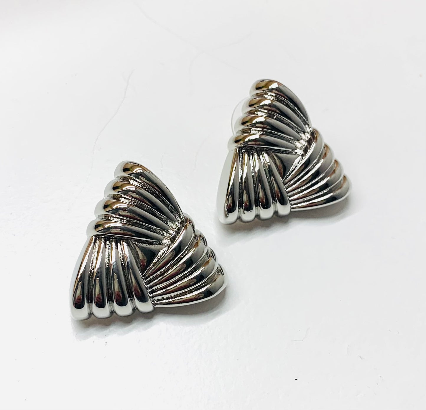 Silver Triangle Statement Earrings