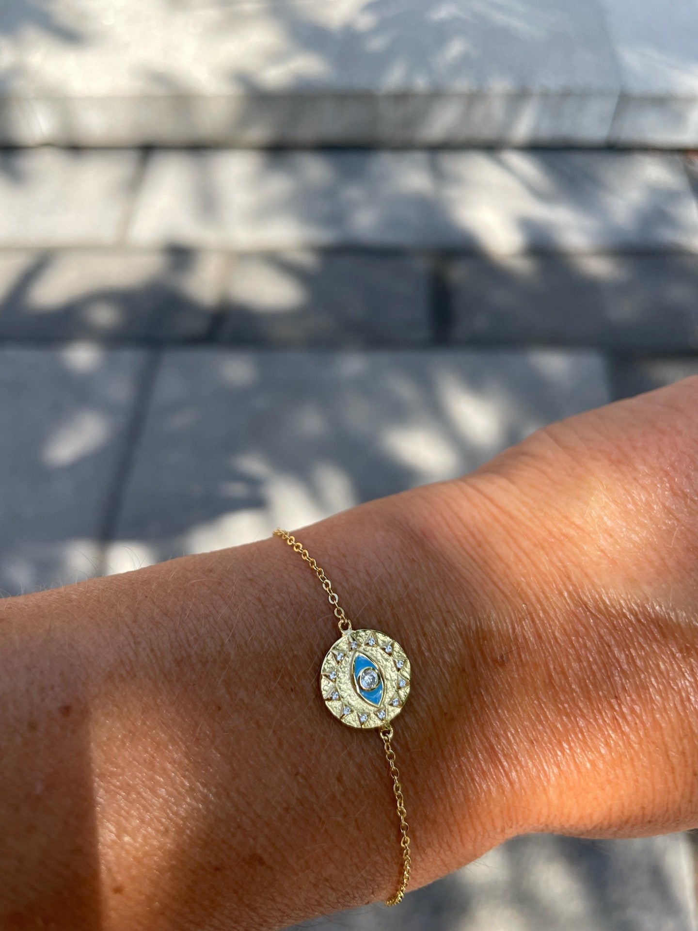 Gold Vermeil Evil Eye Sun Coin Bracelet