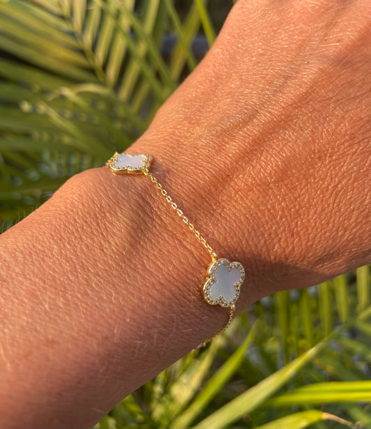 Gold Vermeil Fortuna CZ Mother of Pearl Bracelet