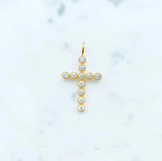 Gold Vermeil CZ Cross Charm