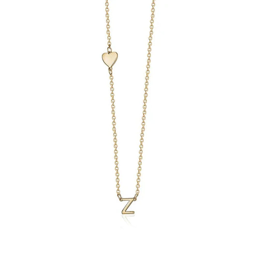 Gold Heart Initial Necklace