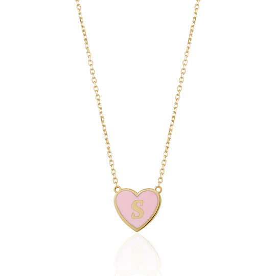 Gold Vermeil Enamel Heart Initial Necklace