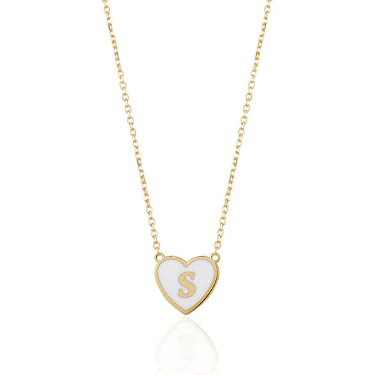 Gold Vermeil Enamel Heart Initial Necklace