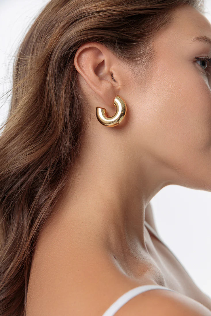 Gold Half Moon Hoops