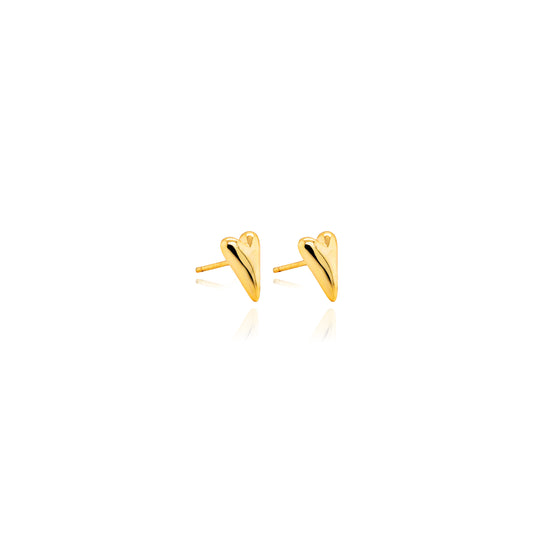 Gold Vermeil Puffed Heart Studs