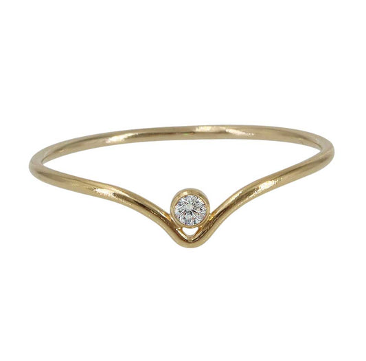 Gold Filled Stacking 'V' Ring w/ CZ