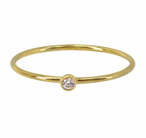 Gold Filled Thin Stackable Ring with CZ