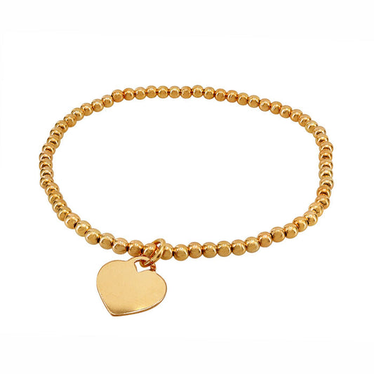 Gold Filled Ball Bead 3MM Bracelet With Heart Tag