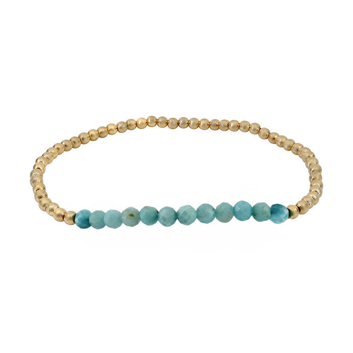 Gold Filled Ball Bead Bracelet with Larimar