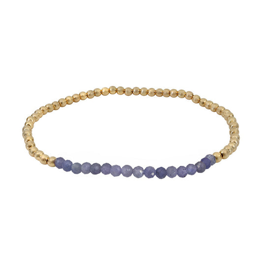 Gold Filled Ball Bead Bracelet with Tanzanite