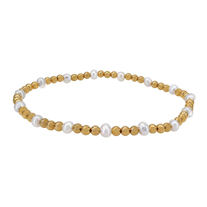 Gold Filled Ball Bead Mixed Bracelet with Freshwater Pearls