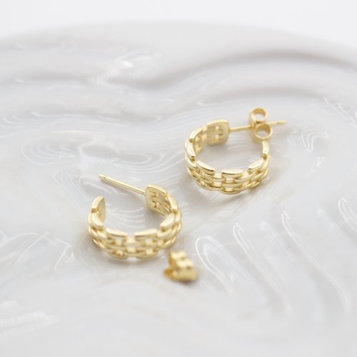 Gold Vermeil Chunky Panther Link Hoops